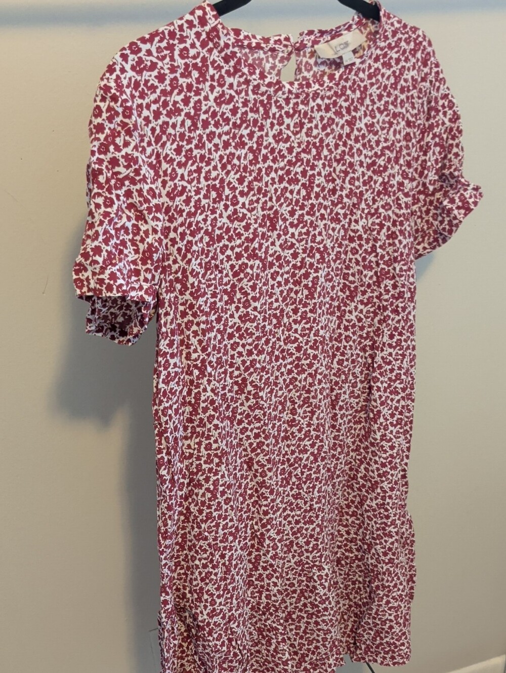 LOFT Rose-Print Short Sleeve Baby Doll Dress